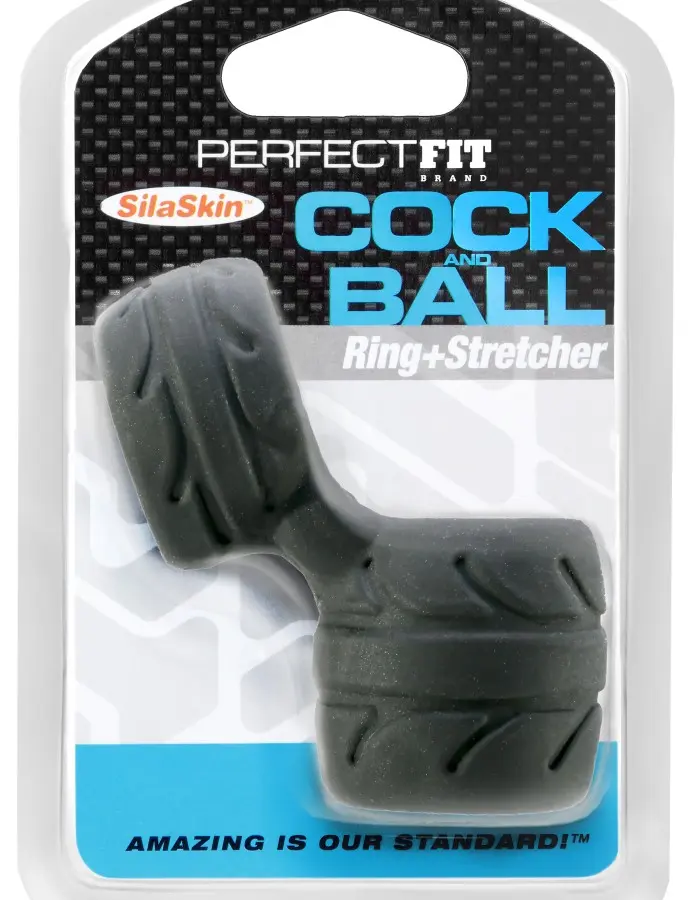 Silaskin Cock & Ball Ring and Stretcher - Black