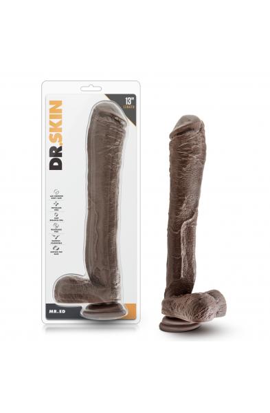 Dr. Skin Mr. Ed 13 Inch Dildo With Suction Cup - Chocolate