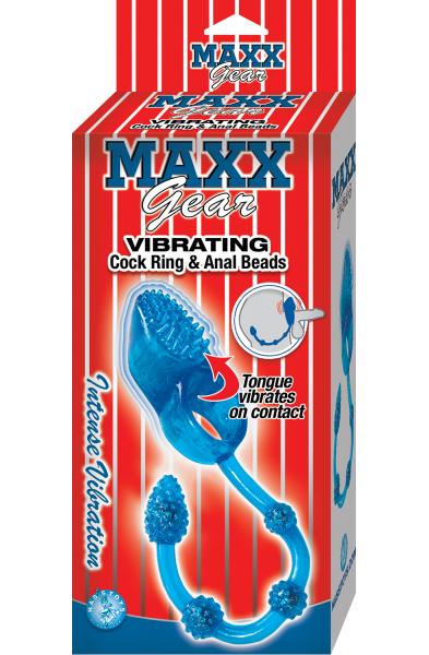 Maxx Gear Vibrating Cockring & Anal Beads - Blue