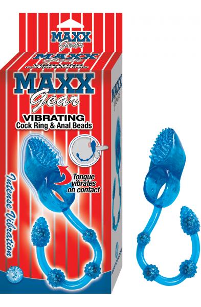 Maxx Gear Vibrating Cockring & Anal Beads - Blue