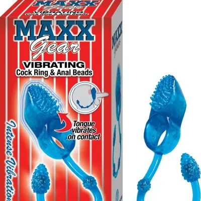 Maxx Gear Vibrating Cockring & Anal Beads - Blue