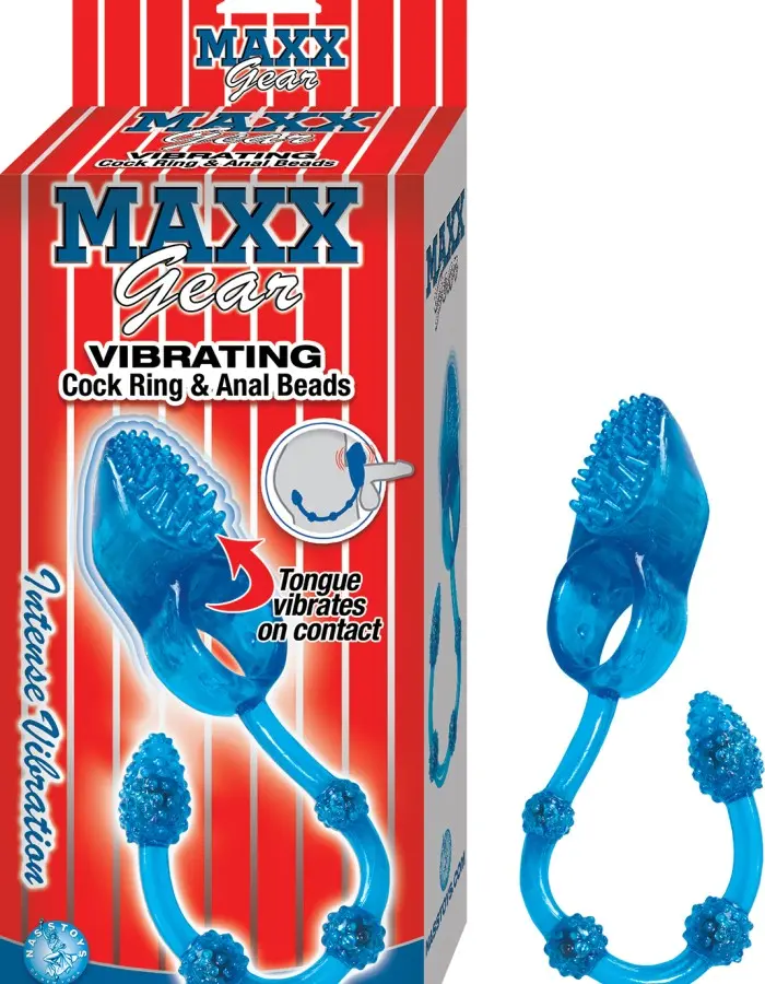Maxx Gear Vibrating Cockring & Anal Beads - Blue