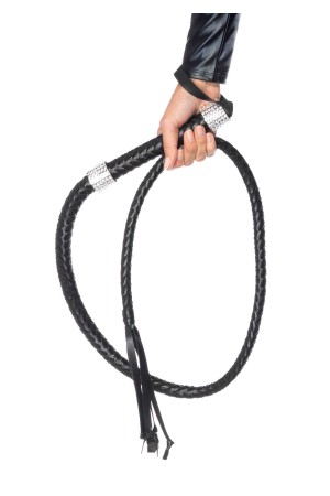 Rhinestone Handle Whip - Black