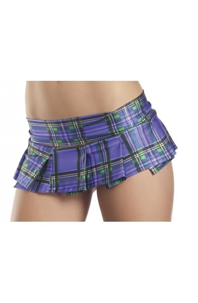 Plum Plaid Pleated Mini Skirt - Medium/ Large