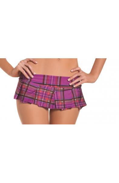 Purple Plaid Pleated Mini Skirt - Small/ Medium