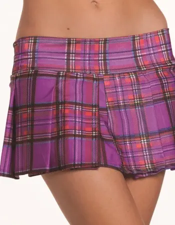 Purple Pleated School Girl Skirt - Small/ Medium