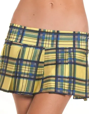 Yellow Pleated School Girl Skirt - Medium/ Large