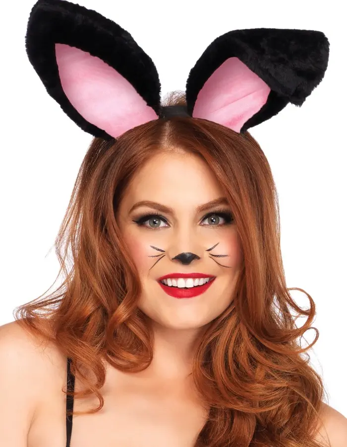 Plush Bunny Rabbit Ears Headband - Black