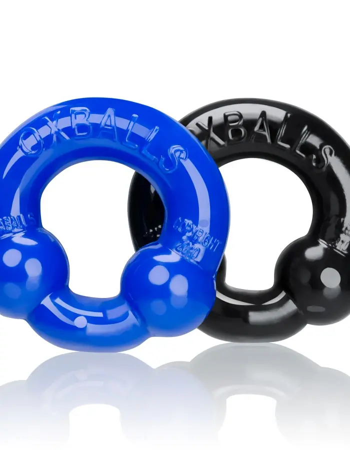 Ultraballs 2- Piece Cockring Set - Black & Police Blue