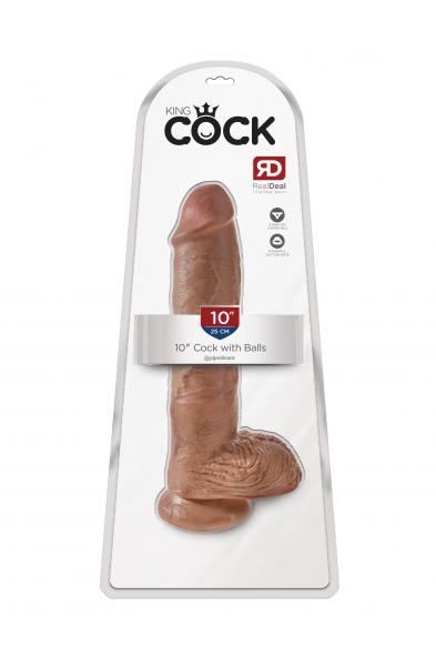 King Cock  10 Inch Cock With Balls  - Tan