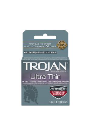 Trojan Ultra Thin Armor Spermicidal Condoms - 3 Pack