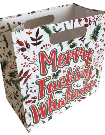 Merry Fucking Whatever - Gift Bag With Die Cut Handles