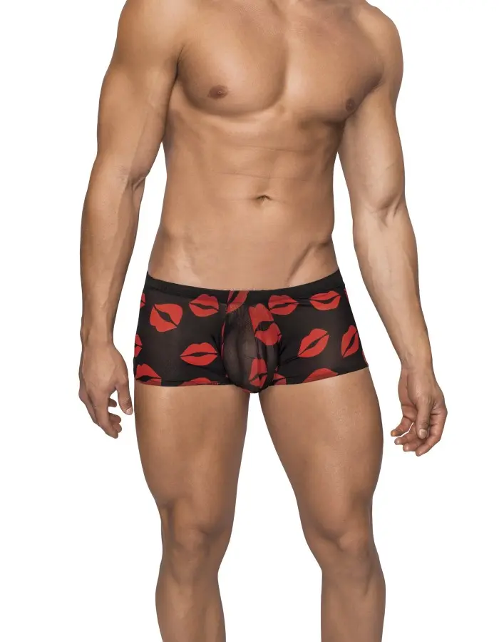 Kiss Me - Mini Short - Medium - Sheer Lips Black