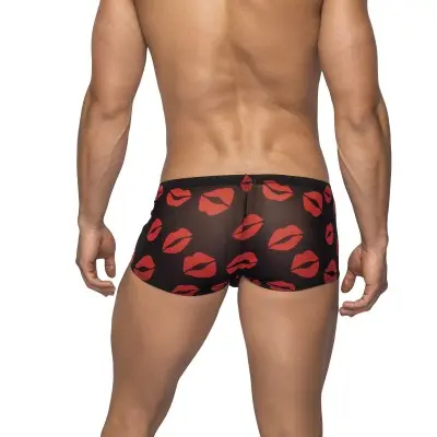Kiss Me - Mini Short - Small - Sheer Lips Black