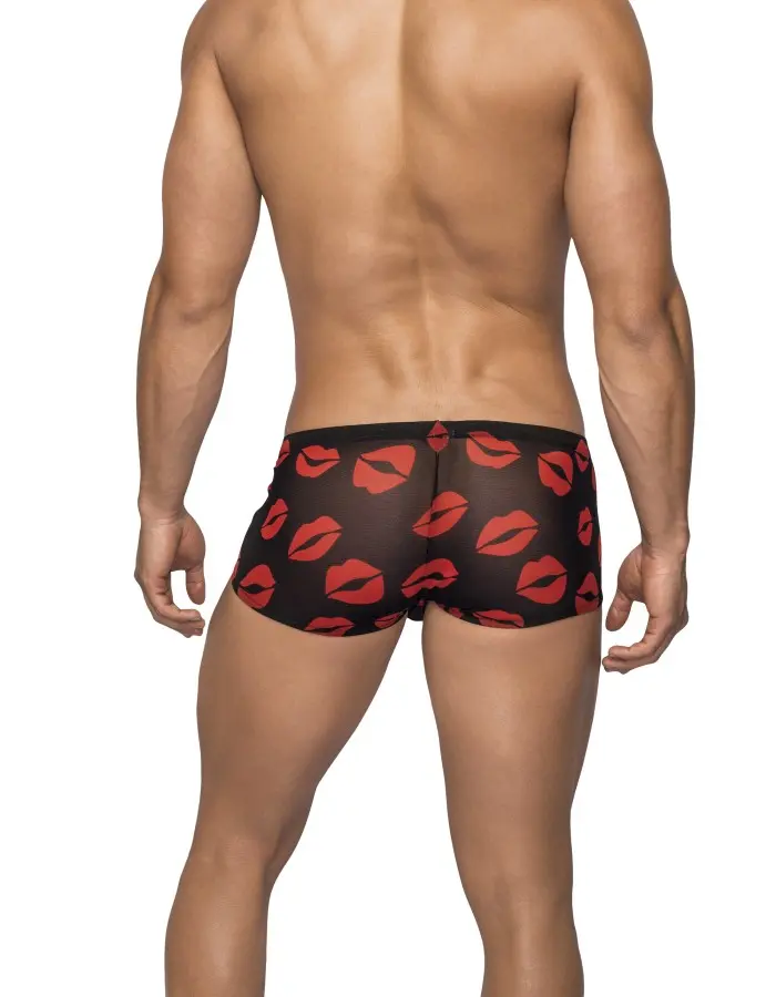 Kiss Me - Mini Short - Small - Sheer Lips Black