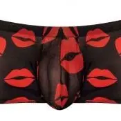 Kiss Me - Mini Short - Small - Sheer Lips Black