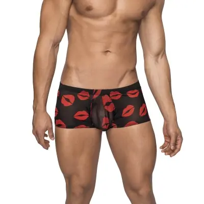 Kiss Me - Mini Short - Small - Sheer Lips Black