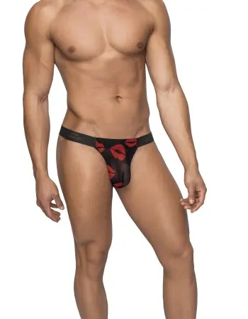 Kiss Me - Micro Thong v - Small/ Medium - Sheer Lips