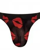 Kiss Me - Micro Thong v - Small/ Medium - Sheer Lips