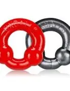 Ultraballs 2-Piece Cockring Set - Steel & Red