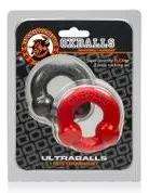 Ultraballs 2-Piece Cockring Set - Steel & Red