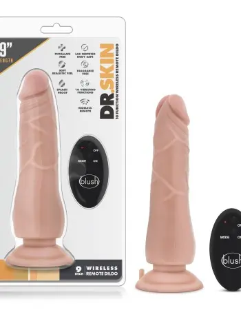 Dr. Skin - 9 Inch 10 Function Wireless Remote Dildo - Beige