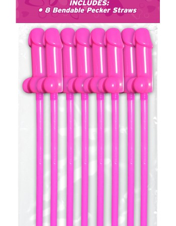 Bachelorette Party Favors Bendable Pecker Straws  - 8 Count