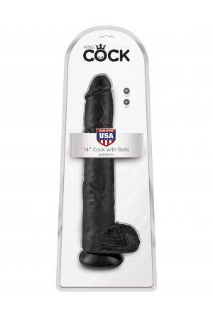 King Cock 14" Cock With Balls - Black