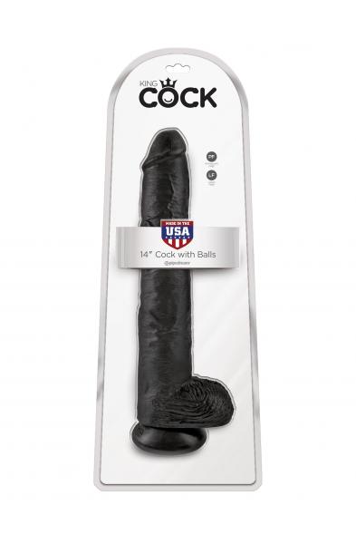 King Cock 14" Cock With Balls - Black