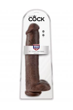 King Cock 15" Cock Wtih Balls - Brown