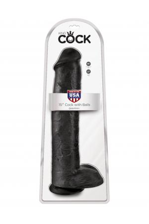 King Cock 15 Inch Cock With Balls - Black