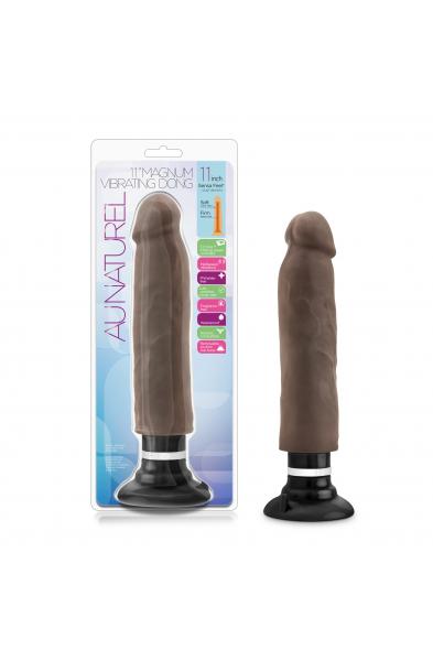 Au Naturel - 11 Inch Sensa Feel Magnum Vibrating  Dong - Chocolate