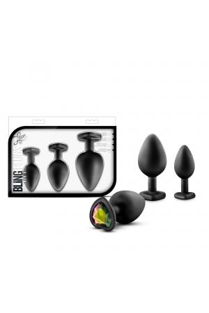 Luxe - Bling Plugs Training Kit - Black With Rainbow Gems