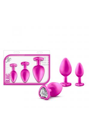 Luxe - Bling Plugs Training Kit - Pink With White Gems