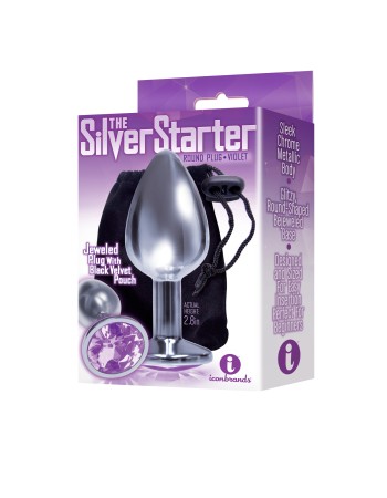 The 9's the Silver Starter Bejeweled Stainless Steel Plug - Violet
