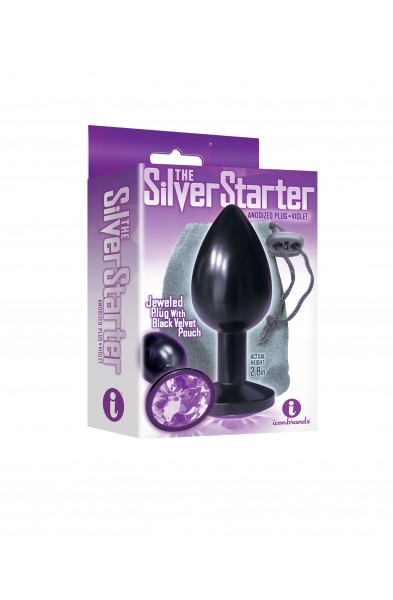 The 9's the Silver Starter Anodized Bejeweled Stainless Steel Plug - Violet