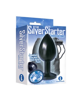 The 9's the Silver Starter Anodized Bejeweled Stainless Steel Plug - Cobalt
