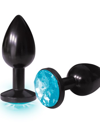 The 9's the Silver Starter Anodized Bejeweled Stainless Steel Plug - Aqua