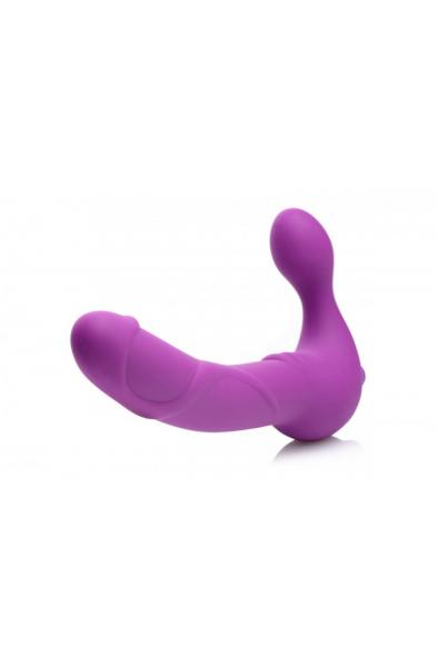 Royal Revolver Vibrating Strapless Strap- on Dildo - Purple