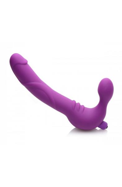 Royal Revolver Vibrating Strapless Strap- on Dildo - Purple