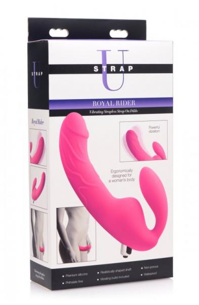 Royal Rider Vibrating Strapless Strap- on Dildo - Pink