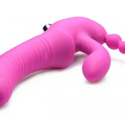 Regal Rider Vibrating Strapless Strap- on Triple G Dildo - Pink