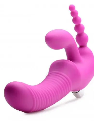 Regal Rider Vibrating Strapless Strap- on Triple G Dildo - Pink