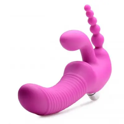 Regal Rider Vibrating Strapless Strap- on Triple G Dildo - Pink