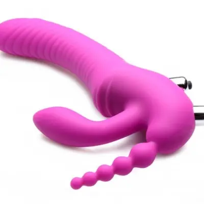 Regal Rider Vibrating Strapless Strap- on Triple G Dildo - Pink