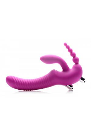 Regal Rider Vibrating Strapless Strap- on Triple G Dildo - Pink