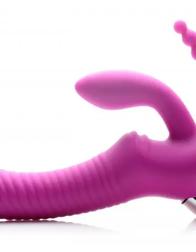 Regal Rider Vibrating Strapless Strap- on Triple G Dildo - Pink