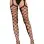 Diamond Net Opaque Stockings with Attached Garter - Black - One Size