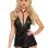 2 Pc. Lace Harness Halter Babydoll With Matching G-String - Black - One Size
