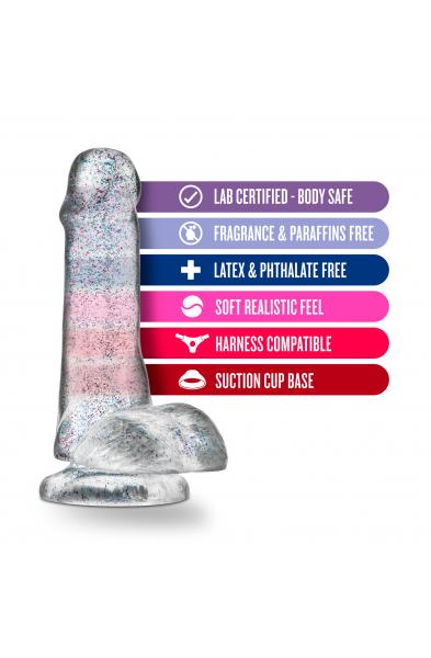 Naturally Yours - 6 Inch Glitter Cock - Sparkling Clear